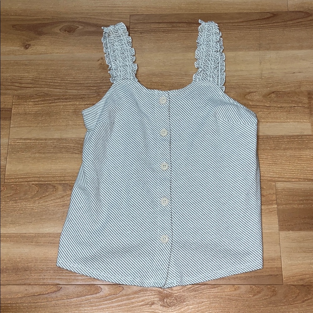 a.n.a Black and White Striped Button-Front Blouse - Picture 2 of 4